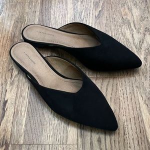 14th & Union Black Faux Suede Mules, 7.5